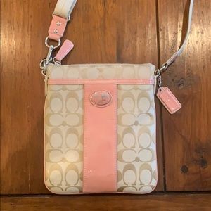 Coach bag crossbody pink and beige